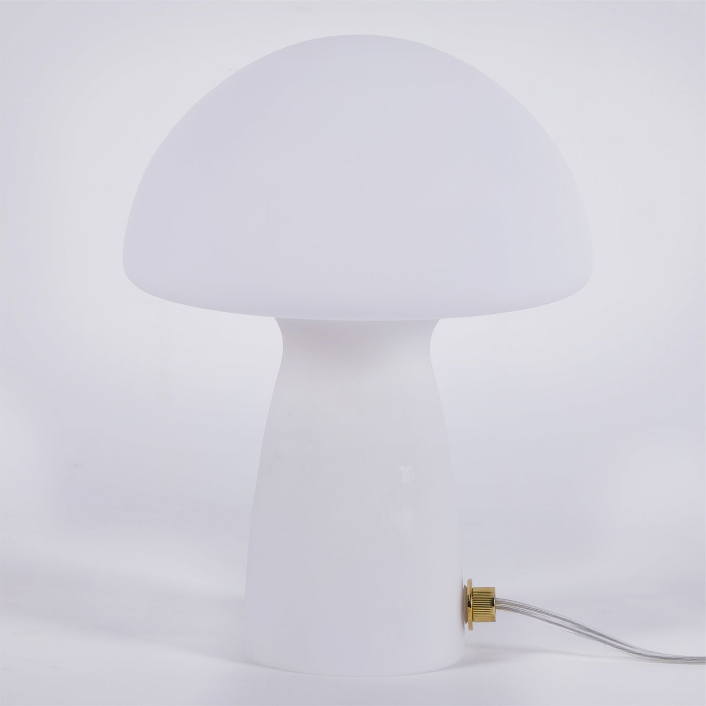 Novelty Glass Mushroom Lamp, Off-White Matte, 12" H, Plug-In