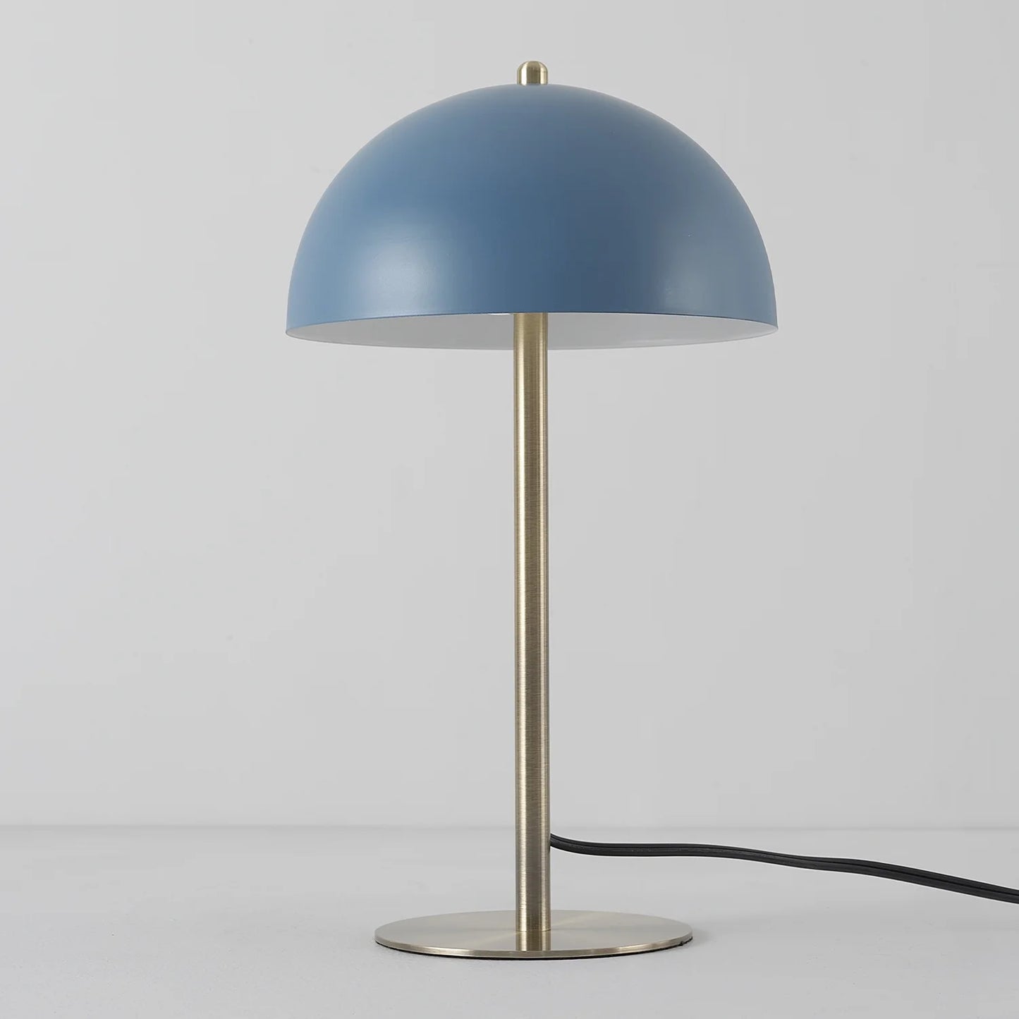 15" Matte Blue Desk Lamp with Matte Brass Accents