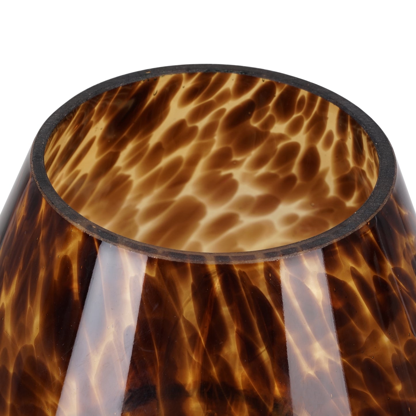 8" Glass Mushroom Lamp, Brown Tortoise, Glossy Finish
