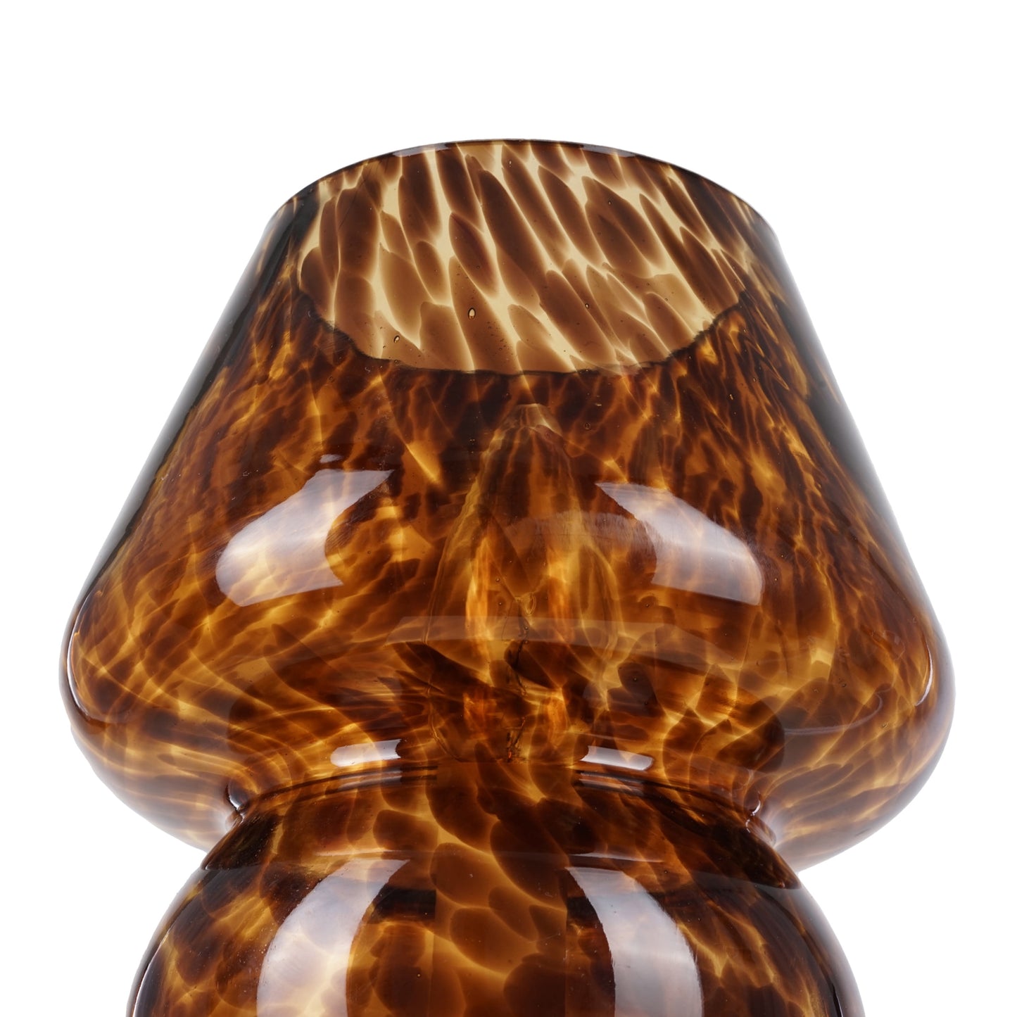 8" Glass Mushroom Lamp, Brown Tortoise, Glossy Finish