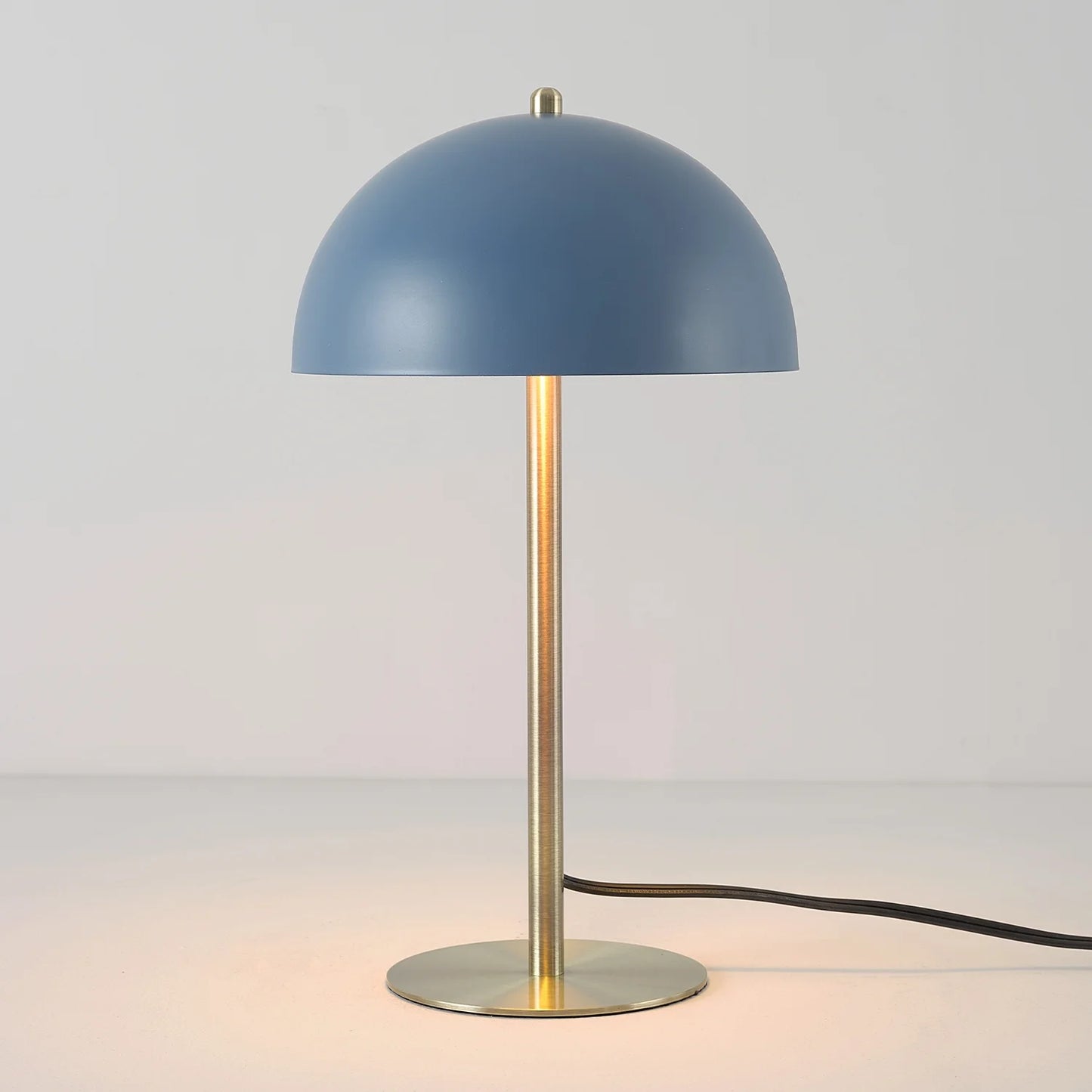 15" Matte Blue Desk Lamp with Matte Brass Accents