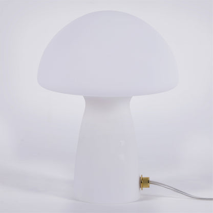 Novelty Glass Mushroom Lamp, Off-White Matte, 12" H, Plug-In