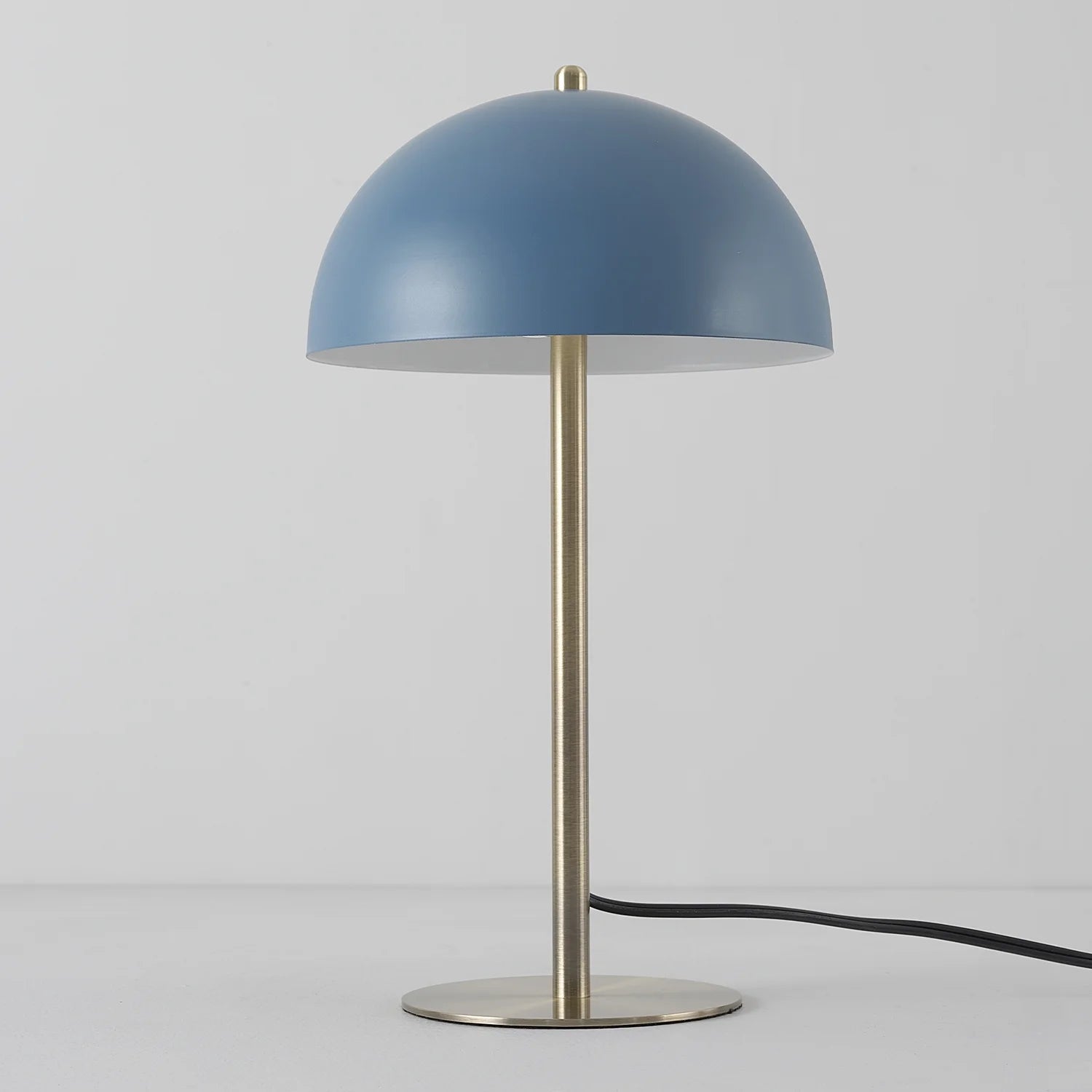 15" Matte Blue Desk Lamp with Matte Brass Accents