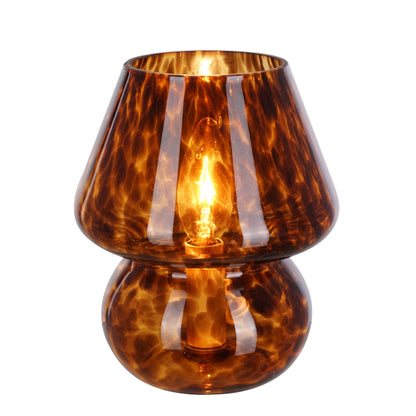 8" Glass Mushroom Lamp, Brown Tortoise, Glossy Finish