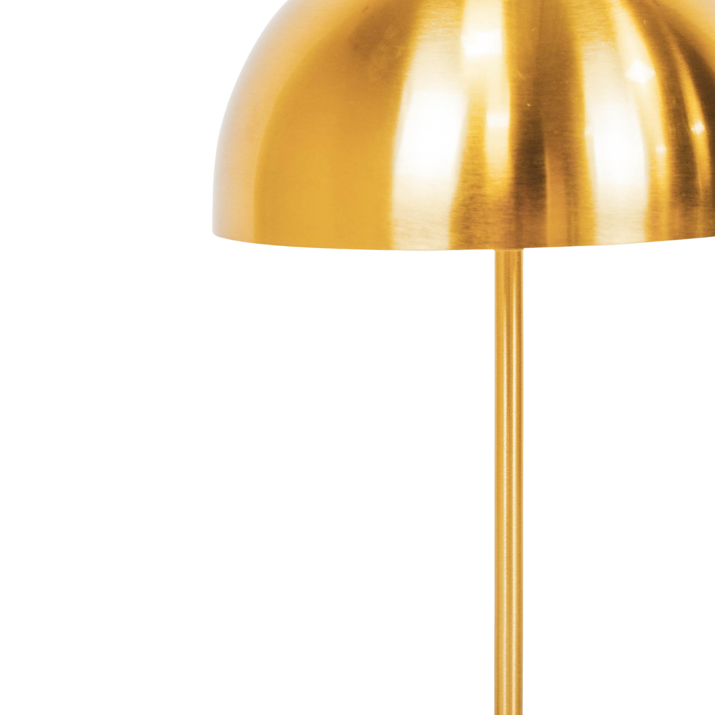 Gold and marble mushroom lamp side angle with white background