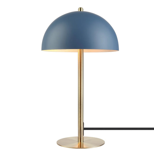 15" Matte Blue Desk Lamp with Matte Brass Accents