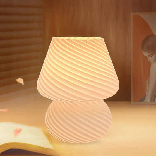 Mushroom Lamp, 7.1" Glass Table Lamp Modern Style 3 Color Temperature Dimmable, with LED Bulb, Suitable for Living Room, Bedroom, Study - Lighting